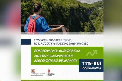 დაცული ტერიტორიების სააგენტოს 8 თვის მონაცემებით, ყველაზე მონახულებადი 5 დაცული ტერიტორიაა: მარტვილის კანიონი, პრომეთეს მღვიმე, სათაფლია, მტირალას ეროვნული პარკი და წალკის კანიონი