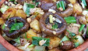 სოკო ნიგვზითა და მწვანე ხახვით